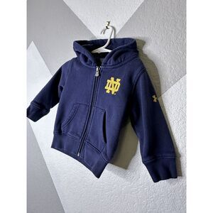 Under Armour Norte Dame Hoodie 12 Months Zip Up Fleece Front Graphic Navy